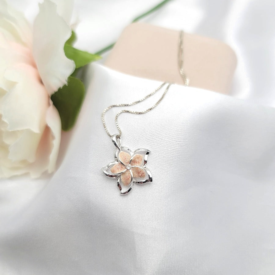 Sterling Silver Bahamas Sand Plumeria Necklace