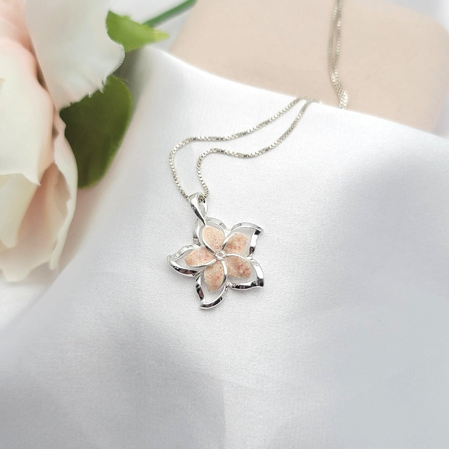 Sterling Silver Bahamas Sand Plumeria Necklace