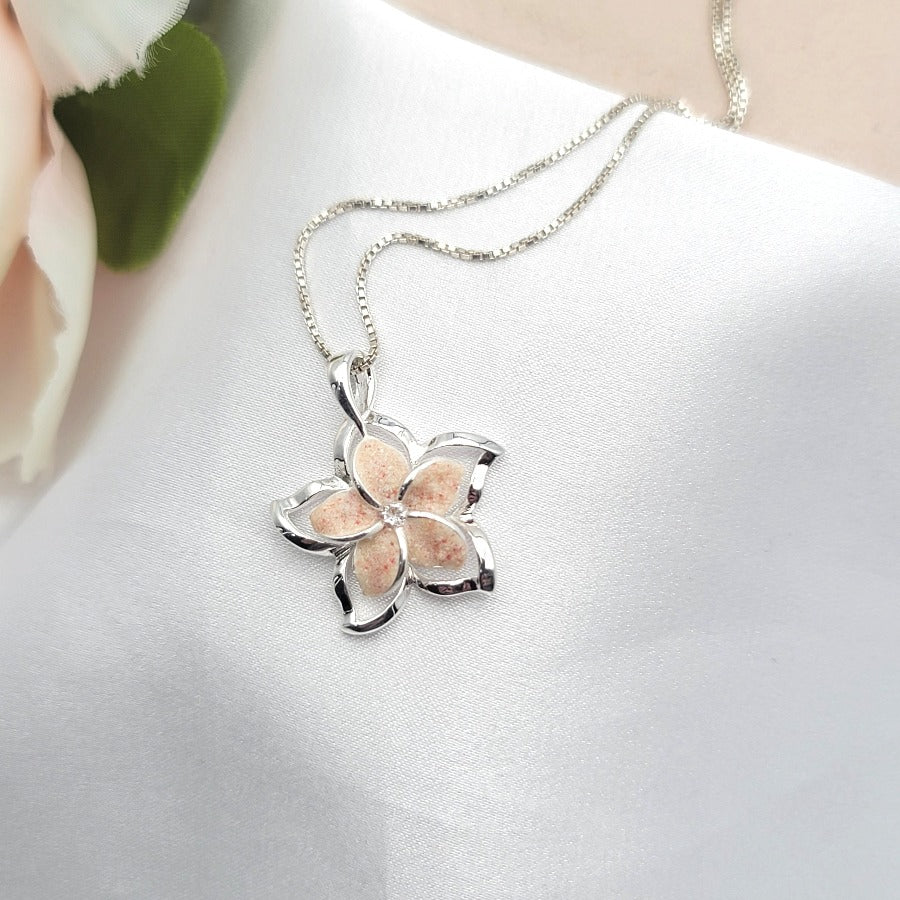 Sterling Silver Bahamas Sand Plumeria Necklace