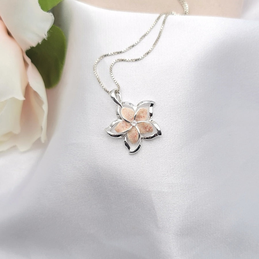 Sterling Silver Bahamas Sand Plumeria Necklace