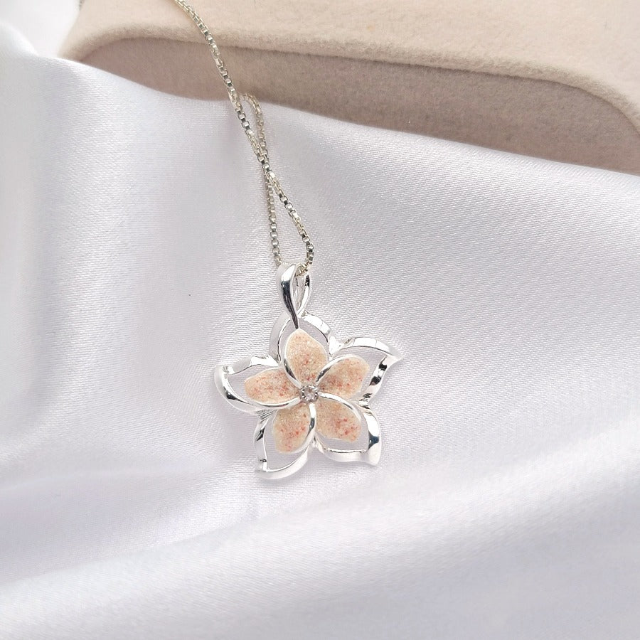 Sterling Silver Bahamas Sand Plumeria Necklace