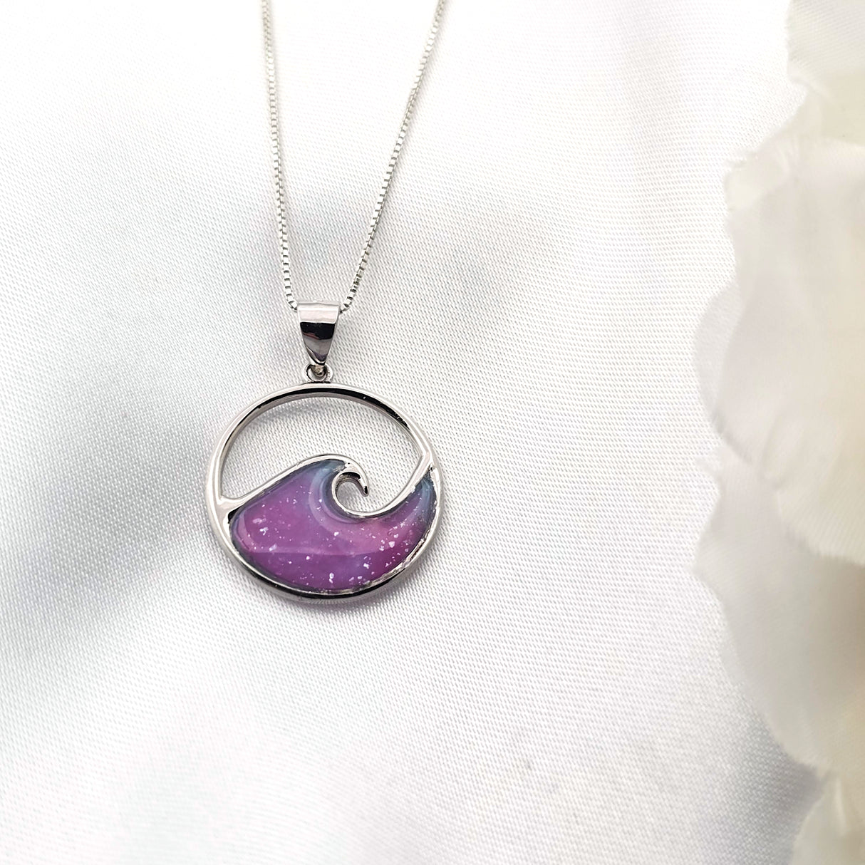 925 sterling silver sparkle ocean wave necklace