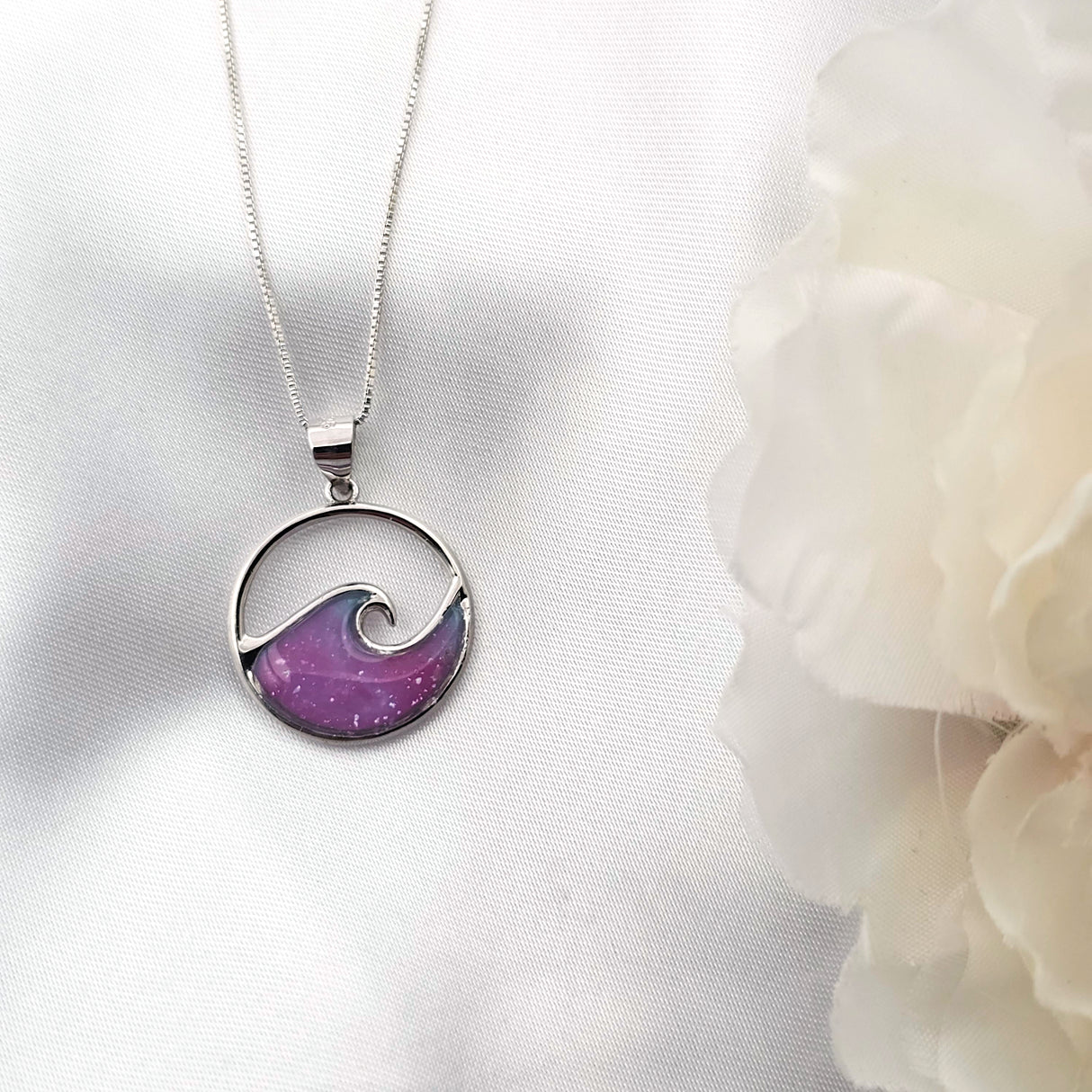 925 sterling silver sparkle ocean wave necklace