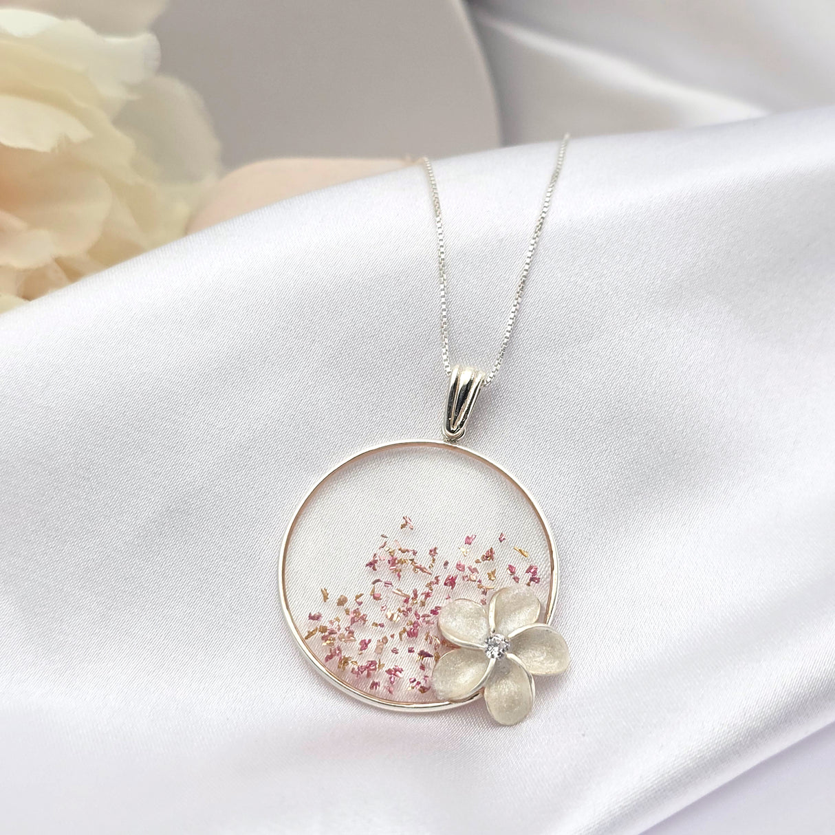 Hawaiian Plumeria Necklace Pendant for Women 925 Sterling Silver