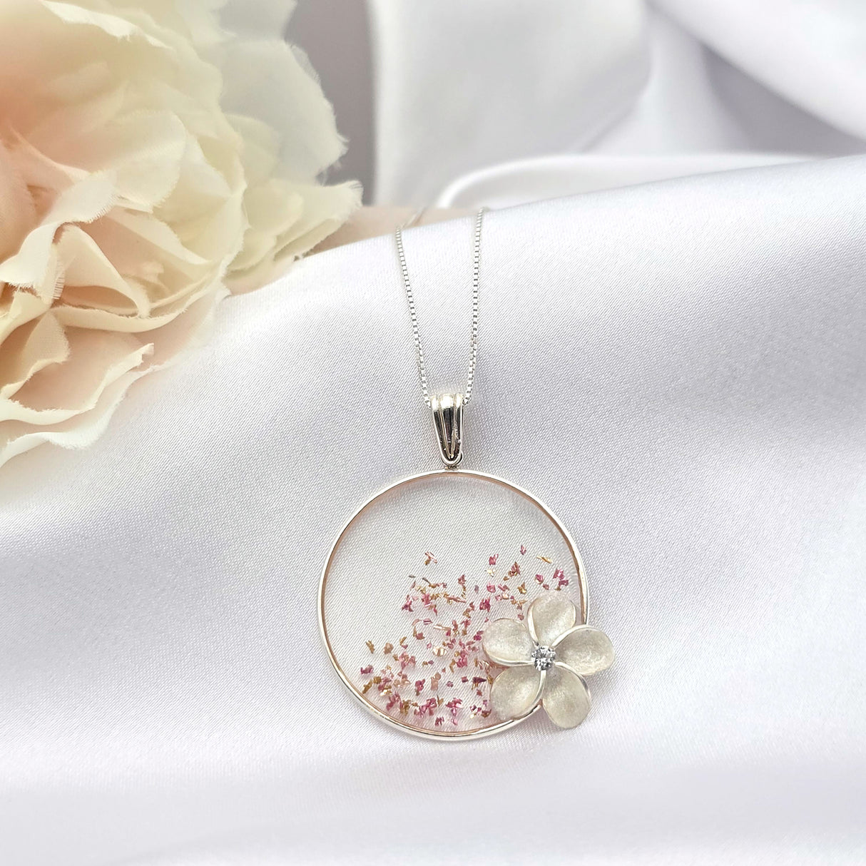 Hawaiian Plumeria Necklace Pendant for Women 925 Sterling Silver