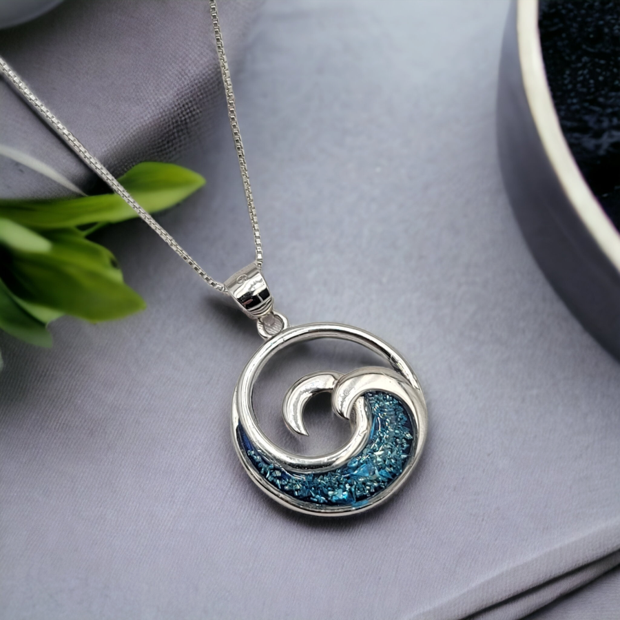 925 sterling silver ocean wave necklace