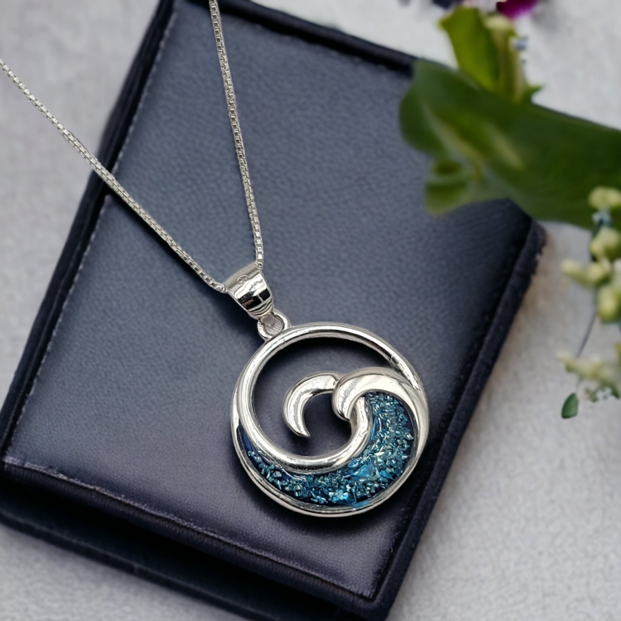 925 sterling silver ocean wave necklace