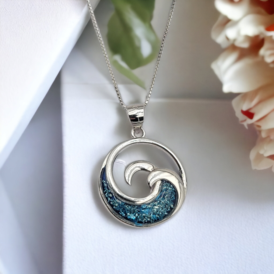 925 sterling silver ocean wave necklace