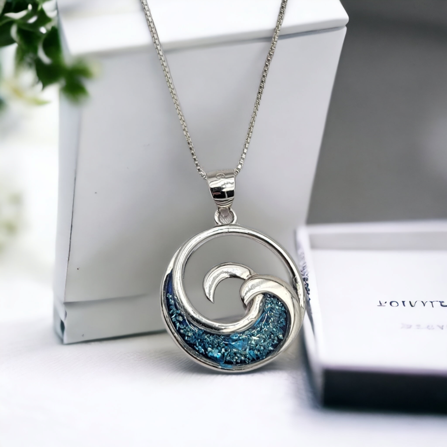 925 sterling silver ocean wave necklace