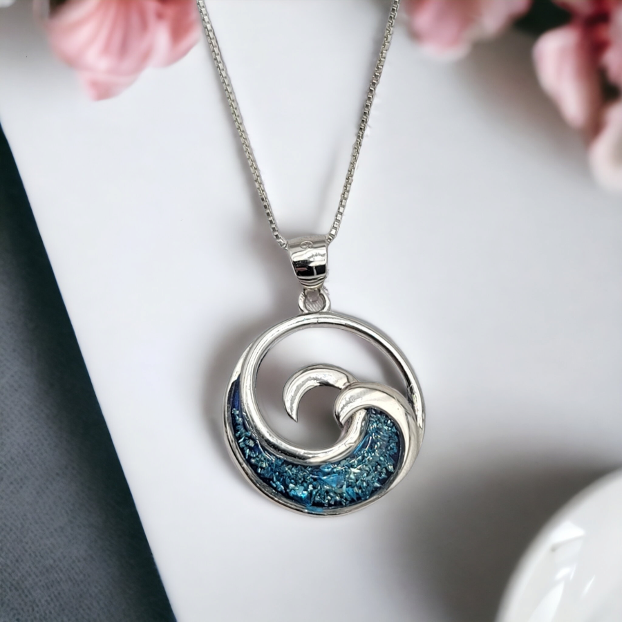 925 sterling silver ocean wave necklace