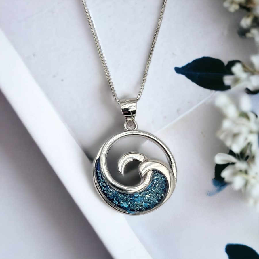 925 sterling silver ocean wave necklace
