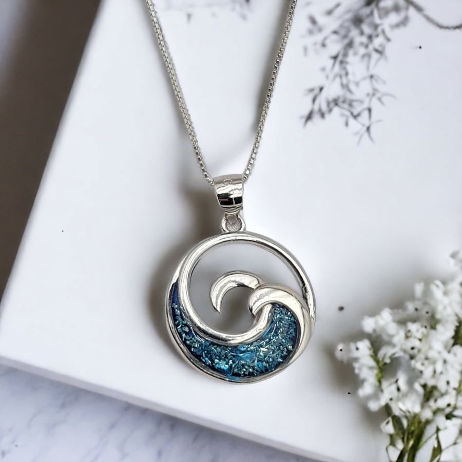 925 sterling silver ocean wave necklace
