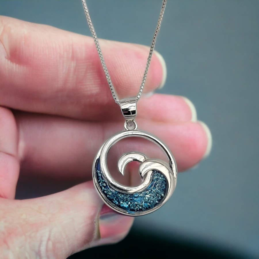 925 sterling silver ocean wave necklace