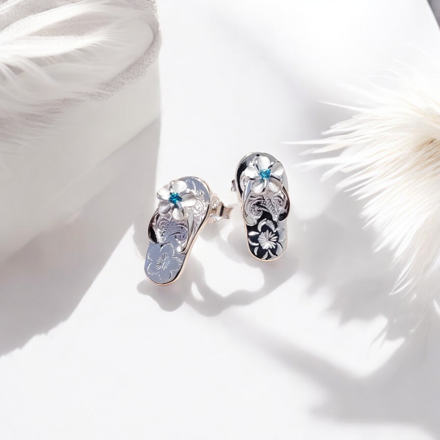 Sterling Silver Flip Flop Scroll Earrings