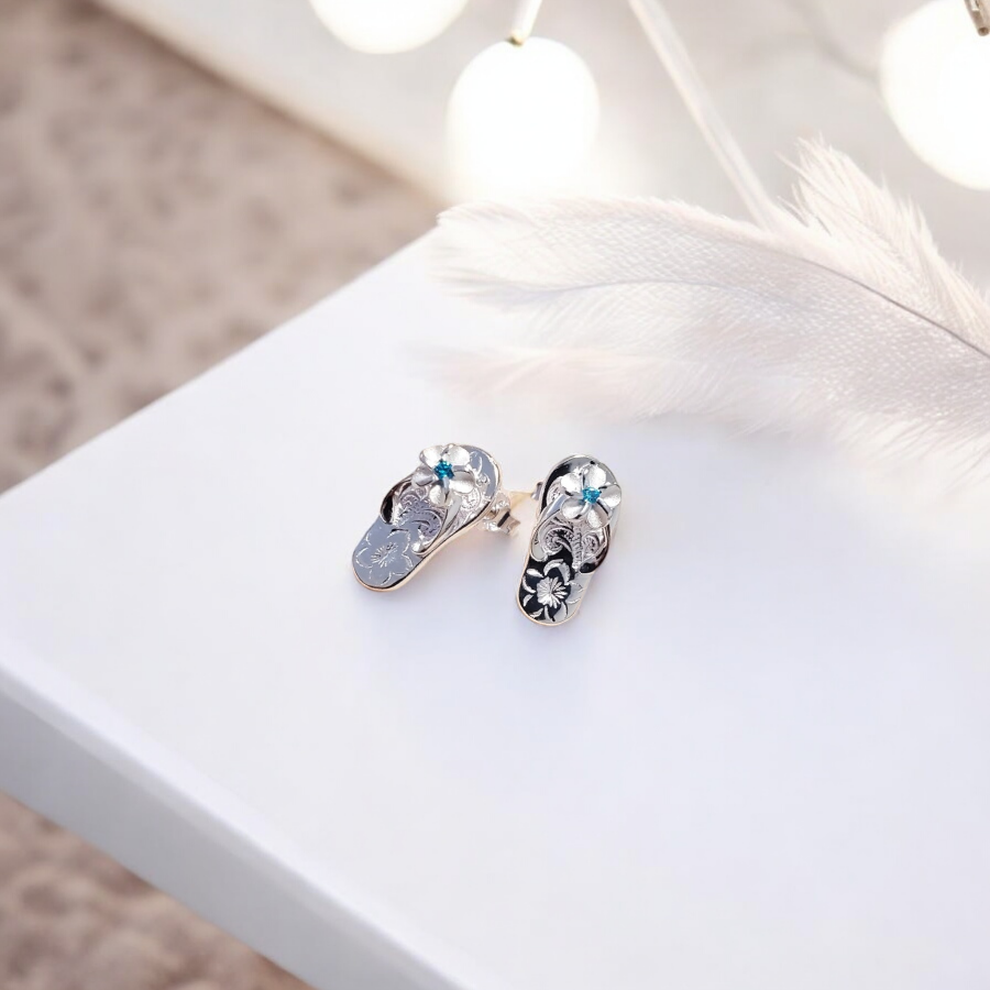 Sterling Silver Flip Flop Scroll Earrings