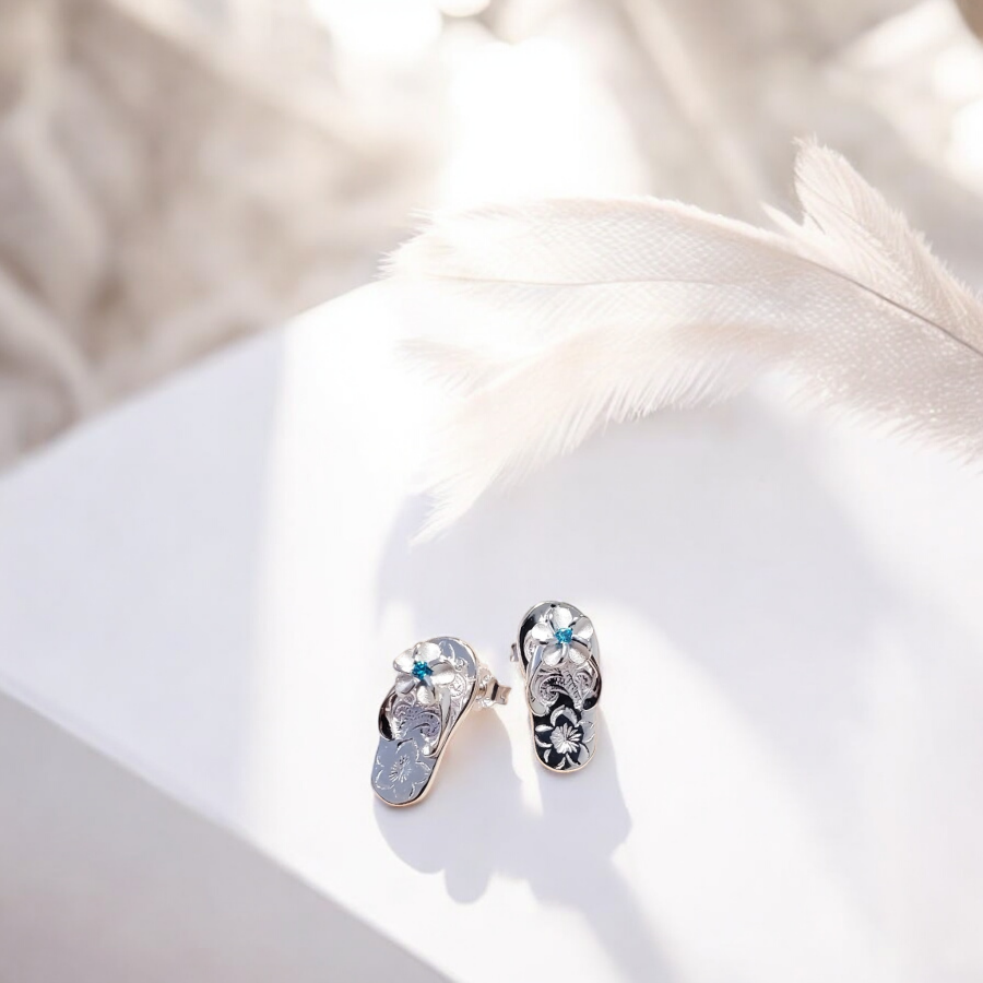 Sterling Silver Flip Flop Scroll Earrings