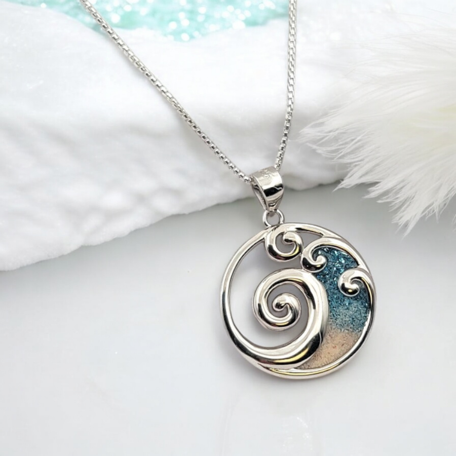 925 sterling silver ocean wave necklace