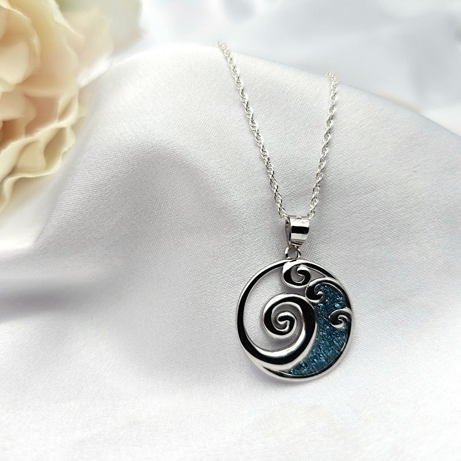 Ocean wave necklace, 925 Sterling Silver