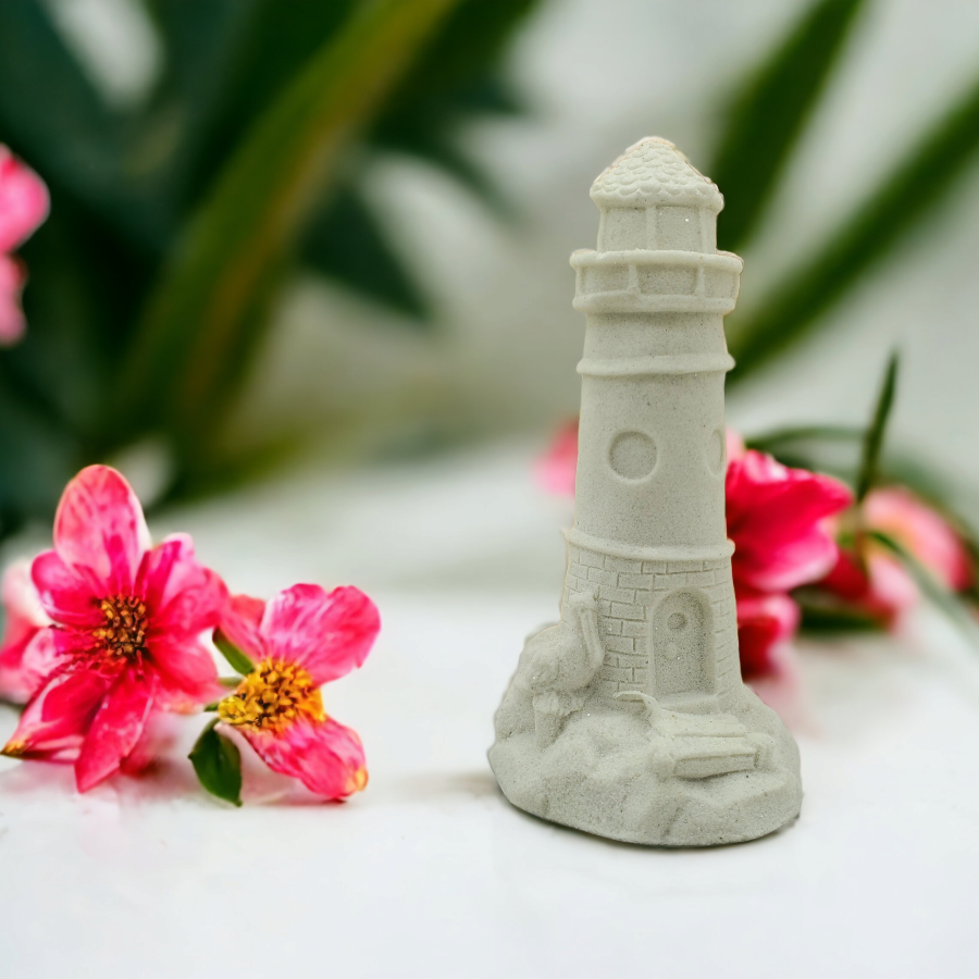 Real sand lighthouse sculpture