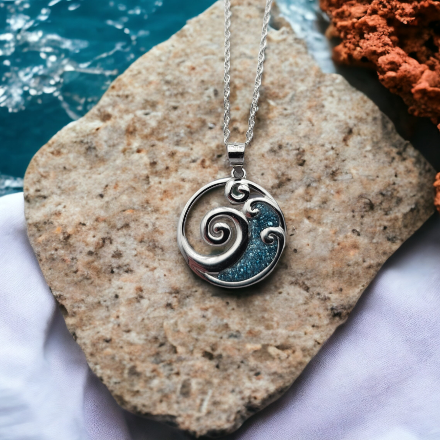 Ocean wave necklace, 925 Sterling Silver