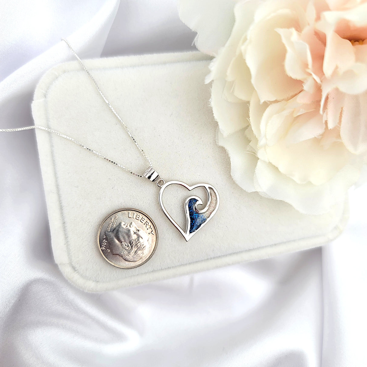 925 sterling silver heart wave necklace