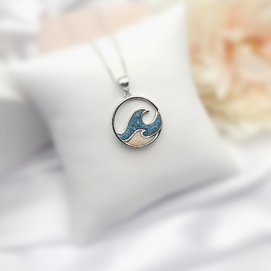 925 sterling silver double ocean wave necklace