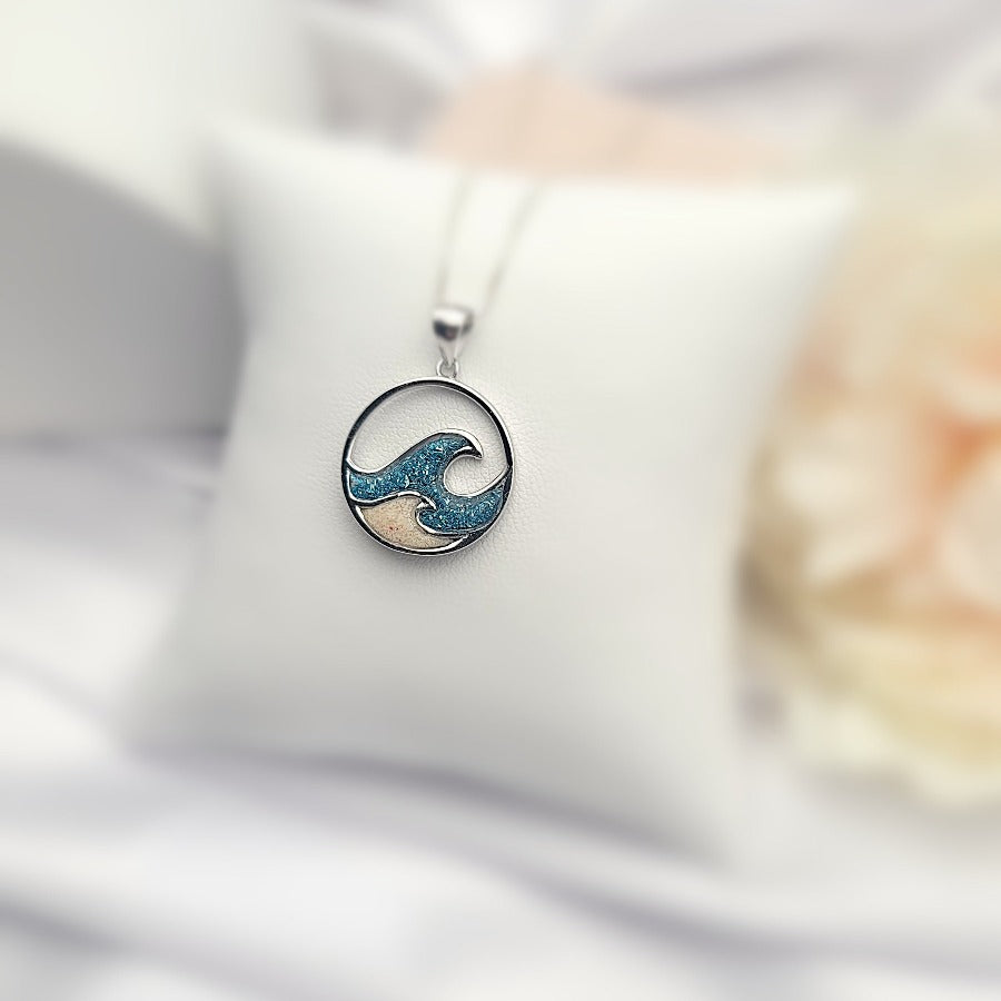 925 sterling silver double ocean wave necklace