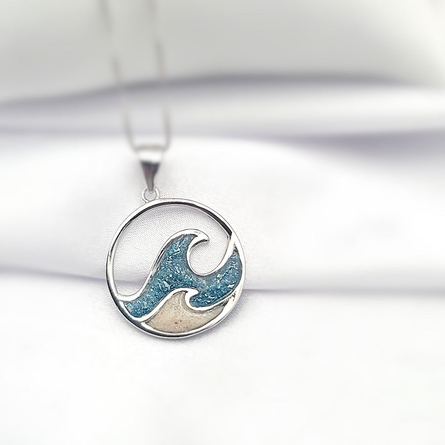 925 sterling silver double ocean wave necklace