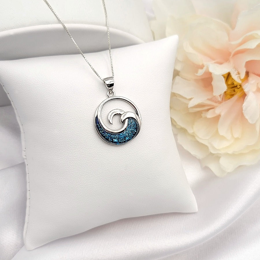 925 sterling silver ocean wave necklace