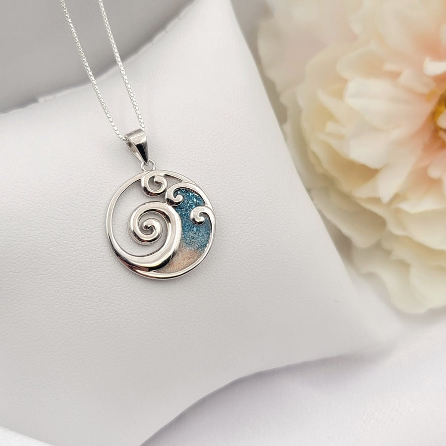 925 sterling silver ocean wave necklace