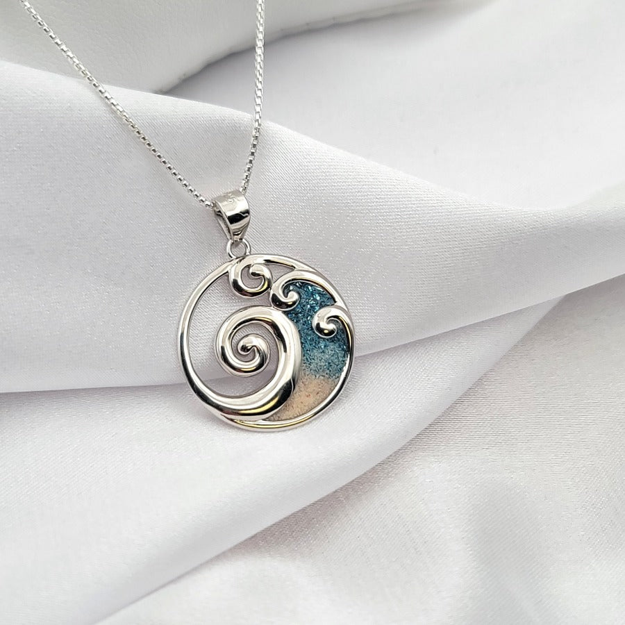 925 sterling silver ocean wave necklace