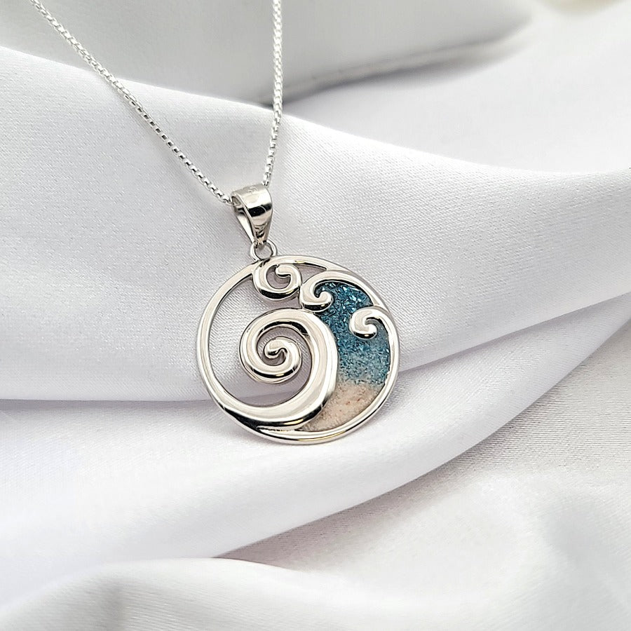 925 sterling silver ocean wave necklace