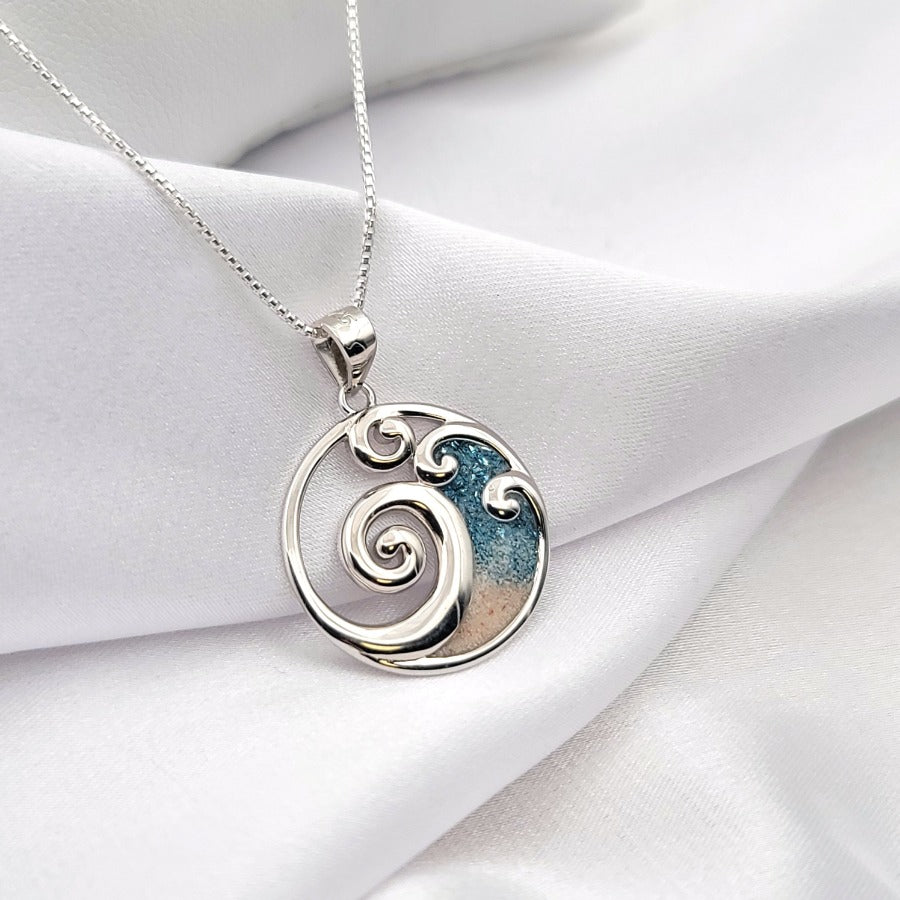 925 sterling silver ocean wave necklace