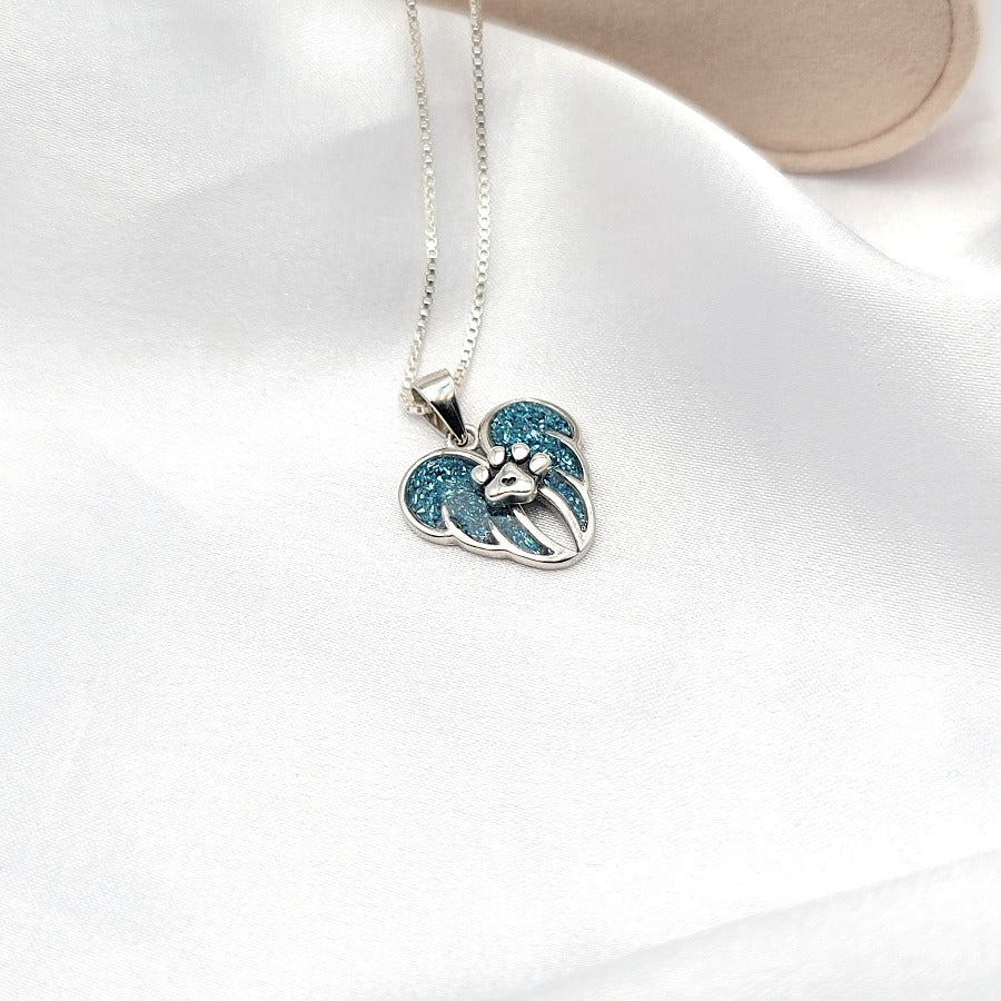 925 Sterling Silver Pawprint Angel Wings Necklace