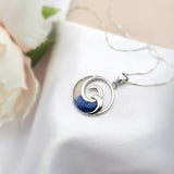 925 sterling silver dark blue ocean wave necklace