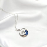 925 sterling silver dark blue ocean wave necklace