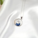 925 sterling silver dark blue ocean wave necklace