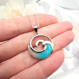 925 sterling silver turquoise ocean wave necklace