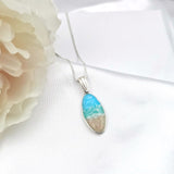 925 Sterling Silver Oval Ocean Necklace