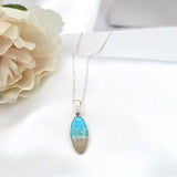 925 Sterling Silver Oval Ocean Necklace