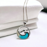 925 sterling silver turquoise ocean wave necklace