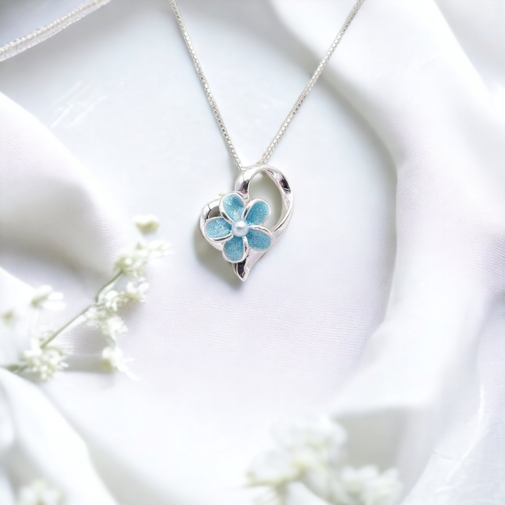 Sterling Silver Heart Rose June Birth Flower Pendant Necklace –  Flutterbuyzstudio