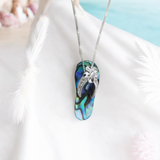 Abalone Shell Flip flop necklace, 925 sterling silver jewelry