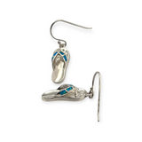 925 sterling silver blue opal flip flop earrings