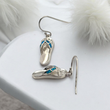 925 sterling silver blue opal flip flop earrings