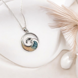 Ocean Wave Necklace Pendant 925 Sterling Silver Beach Jewelry