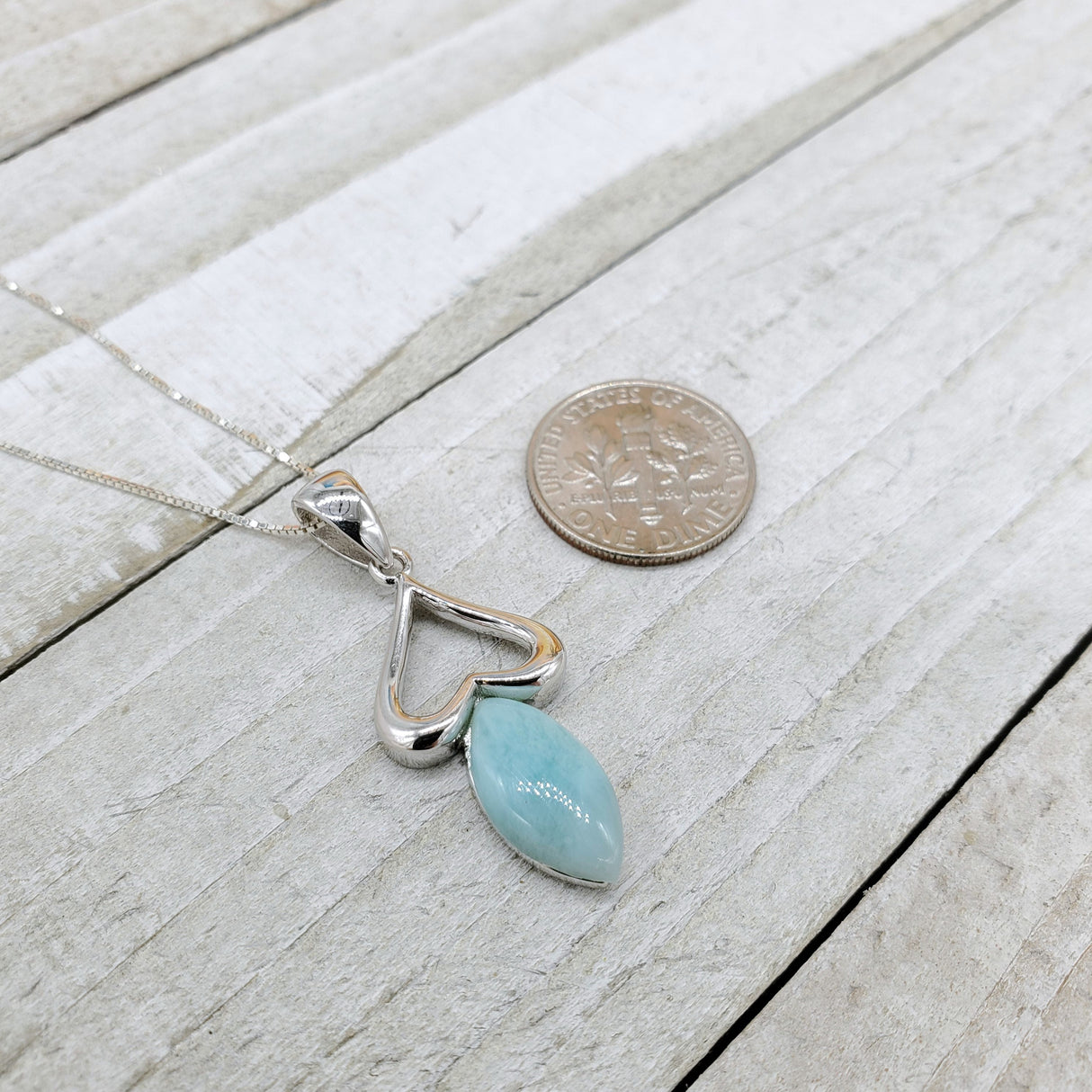 925 sterling silver larimar necklace - Coastal Sea Treasures