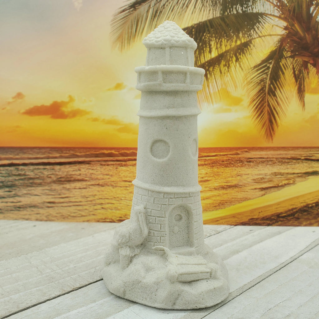Real sand lighthouse sculpture - Coastal Sea Treasures