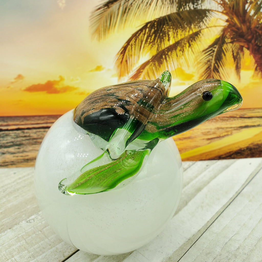 Glass Blown Sea Turtle Hatchling Figurine - Coastal Sea Treasures