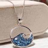 925 sterling silver blue ocean wave necklace